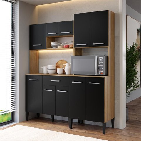 Armário de Cozinha Compacta Arizona Solid Carraro Carvalho com Preto