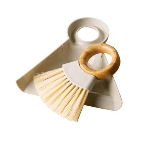 Cj Pá e Escova para Limpeza com Alca de Bambu 17,5cm X 17cm