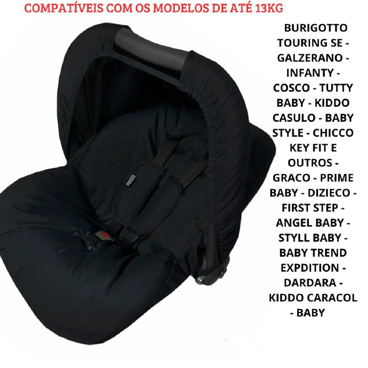 Kit Capa para Carrinho / Colchonete + Capa para Bebê Conforto + Capota + Protetor de Cinto Preto Lis - 2