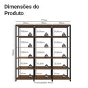 Ver imagem 3 de Armário Estante Multiuso Organizador Despensa 15 Prateleiras 177cm Rustic/preto Madesa