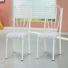 Kit 4 Cadeiras de Cozinha Alasca Estampado Linho Pés de Ferro Branco - Pallazio - 2