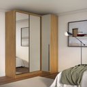 Ver imagem 1 de Guarda Roupa de Canto Porta de Correr com Espelho 3 Portas Mdf Altezza Trend Belmax:freijó/off White