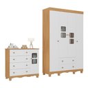 Ver imagem 1 de Quarto de Bebê Completo com Guarda-roupas 4 Portas e Cômoda Luna Multimóveis Mp4794 Madeirado/