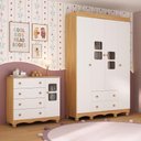 Ver imagem 2 de Quarto de Bebê Completo com Guarda-roupas 4 Portas e Cômoda Luna Multimóveis Mp4794 Madeirado/