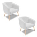 Ver imagem 1 de Kit 02 Poltronas Stella Corano Branco Pés Palito Natural - D’Rossi