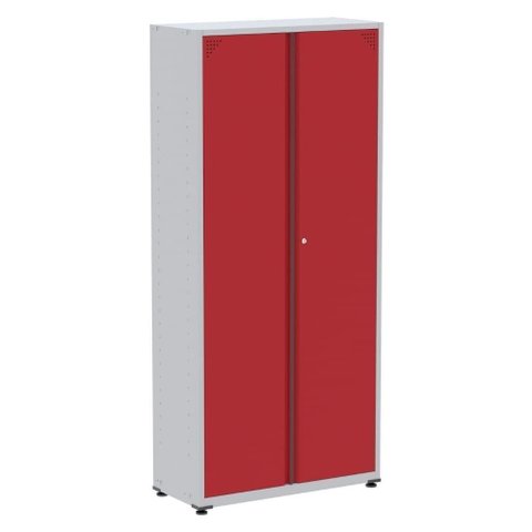 Armário Alto 2 Portas Pandin 90 Cm (largura) Inmetro Estrutura Aço Cinza e Portas Vermelhas C-