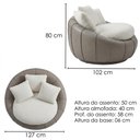 Ver imagem 3 de Poltrona Decorativa Safira Base Giratoria Boucle e Courino Tce 1010 Tcs 726 Moll