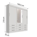 Ver imagem 2 de Guarda-Roupa Casal com Espelho 3 Portas 9 Gavetas Sonare - Branco