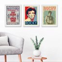 Ver imagem 1 de Kit 3 Quadros Decorativos Rocky Balboa vintage 45x34cm:madeira Preta