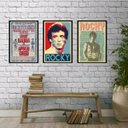 Ver imagem 2 de Kit 3 Quadros Decorativos Rocky Balboa vintage 45x34cm:madeira Preta