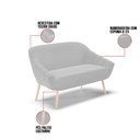 Ver imagem 5 de Kit 01 Namoradeira 02 Lugares e 01 Poltrona Giovana Suede Cinza Pés Palito Natural - D’Rossi