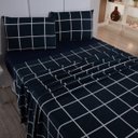 Ver imagem 2 de Jogo de Cama Lençol Queen Lótus Micropercal 400 Fios Estampado Toque Macio 4 Peças Xadrez Azul Marin