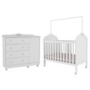Ver imagem 1 de Jogo de Quarto Infantil Elô Cômoda e Berço Branco Brilho - Móveis Peroba