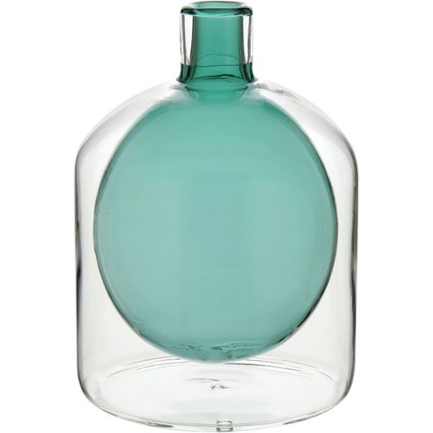 Vaso Garrafa Decorativo de Vidro Verde 17x15x15cm Enfeite Sala Mesa Estante