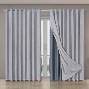 Cortina Porta Blecaute Voil Gaze Linho 4,00m X 2,70m 100% Blackout Corta Luz para Quarto Sala Cinza