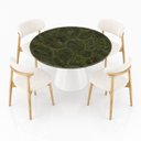 Ver imagem 3 de Mesa de Jantar Cone Redonda 90 cm Tampo Mármore Verde Vitória Régia Base Laca Branca