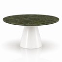 Ver imagem 1 de Mesa de Jantar Cone Redonda 90 cm Tampo Mármore Verde Vitória Régia Base Laca Branca