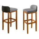 Ver imagem 4 de Kit 2 Banquetas Alta Moderna Gourmet Onix Pés de Madeira Madeira Cinza:Cinza
