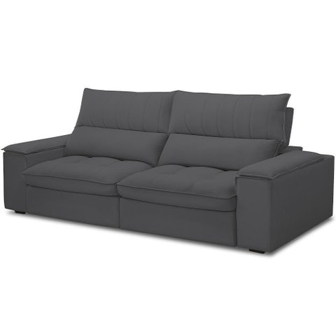 Sofá Retrátil Reclinável para Sala de Estar Living 250cm Nápoles F04 Bouclê Grafite - Lyam