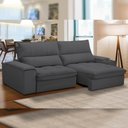 Ver imagem 5 de Sofá Retrátil Reclinável para Sala de Estar Living 250cm Nápoles F04 Bouclê Grafite - Lyam