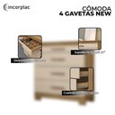 Ver imagem 4 de Cômoda 4 Gavetas New Carvalho Americano Off White - Incorplac