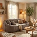 Ver imagem 1 de Sofá Curvo Orgânico Confortável Concha Bouclê Cappuccino - Vimont Moveis