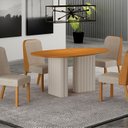 Ver imagem 1 de Conjunto Sala de Jantar Tampo Orgânico MDF 135cm com 4 Cadeiras Isis Marrom/Off White/Terracota Palha