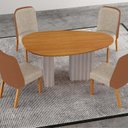 Ver imagem 7 de Conjunto Sala de Jantar Tampo Orgânico MDF 135cm com 4 Cadeiras Isis Marrom/Off White/Terracota Palha