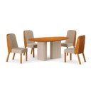 Ver imagem 2 de Conjunto Sala de Jantar Tampo Orgânico MDF 135cm com 4 Cadeiras Isis Marrom/Off White/Terracota Palha