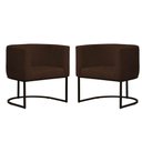 Ver imagem 1 de Kit 2 Poltronas Reforçada Decorativa Sala Estar Jantar Gabriela Base Ferro Preto Suede Marrom