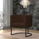 Ver imagem 2 de Kit 2 Poltronas Reforçada Decorativa Sala Estar Jantar Gabriela Base Ferro Preto Suede Marrom