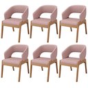 Ver imagem 1 de Kit 06 Cadeiras de Jantar e Estar Living Estofada Lince L02 Linho Rosa - Lyam Decor