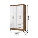 Ver imagem 7 de Guarda Roupa Solteiro 4 Portas 2 Gavetas Naturale / Branco Chile - Moval