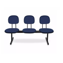 Ver imagem 1 de Longarina Secretária Polo 3 Lugares - Tecido Azul