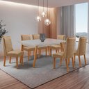 Ver imagem 1 de Mesa de Jantar Copper 180cm Tampo MDF Vidro Canto Copo com 6 Cadeiras Carolina