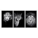 Ver imagem 2 de Kit 03 Quadros Decorativos - Ferozes e Felinos Anm004 - Canvas 60x80cm