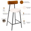 Ver imagem 3 de Banqueta Baixa Cozinha Sala Jantar Bancada Milão L02 Couríssimo Whisky Linho Cru - lyam decor