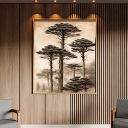 Quadro Decorativo Paisagem Araucaria Vintage com Moldura Dourada - 90x60 Cm - 2 Quadro Decorativo Paisagem Araucaria Vintage com Moldura Dourada - 90x60 Cm - 2