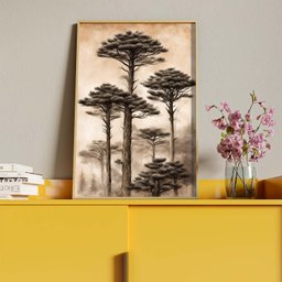 Quadro Decorativo Paisagem Araucaria Vintage com Moldura Dourada - 90x60 Cm - 4 Quadro Decorativo Paisagem Araucaria Vintage com Moldura Dourada - 90x60 Cm - 4