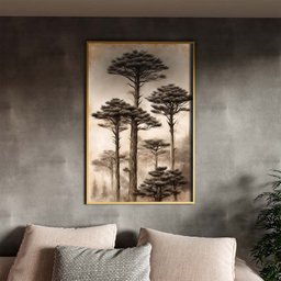 Quadro Decorativo Paisagem Araucaria Vintage com Moldura Dourada - 90x60 Cm - 1 Quadro Decorativo Paisagem Araucaria Vintage com Moldura Dourada - 90x60 Cm - 1