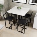 Ver imagem 1 de Conjunto Mesa Branca 4 Cadeiras Pequena Estofado Industrial Black