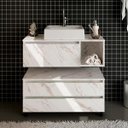 Ver imagem 1 de Kit Banheiro Com Cuba Inclusa Gabinete e Balcão Móvel Cor: Mármore Branco