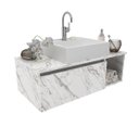 Ver imagem 6 de Kit Banheiro Com Cuba Inclusa Gabinete e Balcão Móvel Cor: Mármore Branco