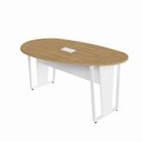 Ver imagem 2 de Mesa de Reunião Orgânica 180x105cm com Caixa de Tomadas e Pés em Metal Corporate Branco/Macadâmia com