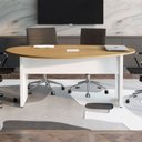 Ver imagem 1 de Mesa de Reunião Orgânica 180x105cm com Caixa de Tomadas e Pés em Metal Corporate Branco/Macadâmia com