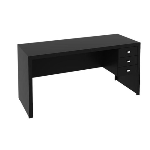 Mesa de Computador Solteiro ME4113 c/ 3 Gavetas Preto - Tecno Mobili