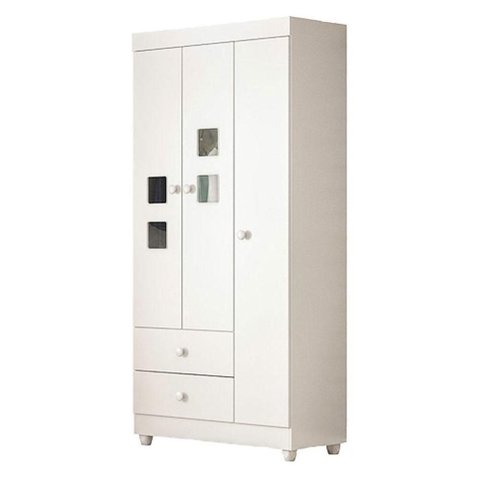 Berço Americano Soninho com Guarda Roupa Life MDF Colchão Branco Tigus