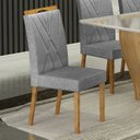 Ver imagem 2 de Kit 8 Cadeiras para Sala de Jantar Pés em Madeira Maciça Lara Cinza/Cinamomo/Linho Prata