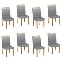 Ver imagem 1 de Kit 8 Cadeiras para Sala de Jantar Pés em Madeira Maciça Lara Cinza/Cinamomo/Linho Prata