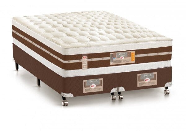 Cama Box + Colchão Castor King Size Silver Star Híbrido Air Double Face 193x203x74cm